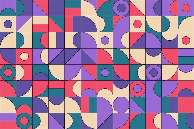 Kolorowa płaska geometryczna mozaika dekoracyjna bez szwu w stylu retro