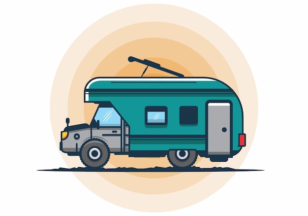 Kolorowa płaska ilustracja ciężarówki RV