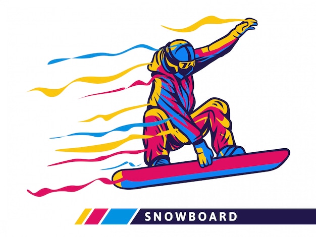 Kolorowa Snowboard Sporta Ilustracja Z Snowboarder Ruchem