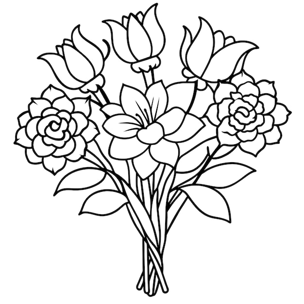 Kolorowanie Bukietu Kwiatów ślubnych