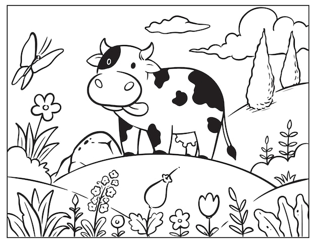 Kolorowanie Słodkie Krowy Doodle Krowa