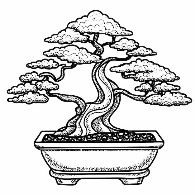 Plik wektorowy kolorowanie stron wektorowych bonsai.