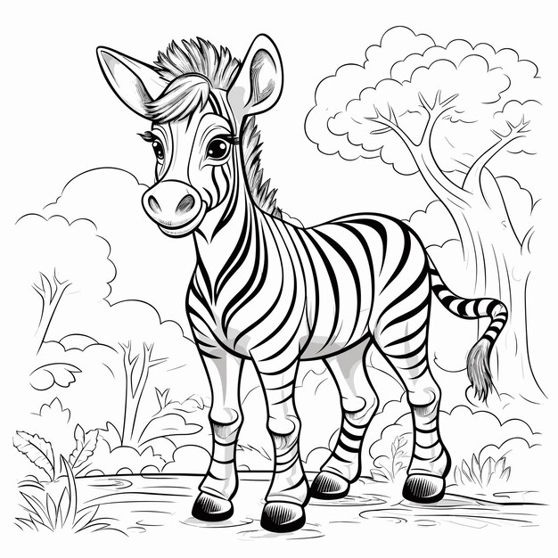 Kolorowanie Stron Zebra W Czerni I Bieli Kolorowanie Zwierzęta Mała Słodka Zebra
