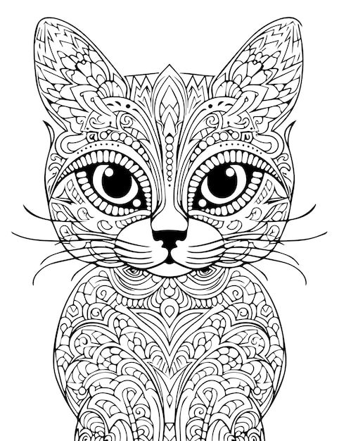 Plik wektorowy kolorowanie strony mandala kota