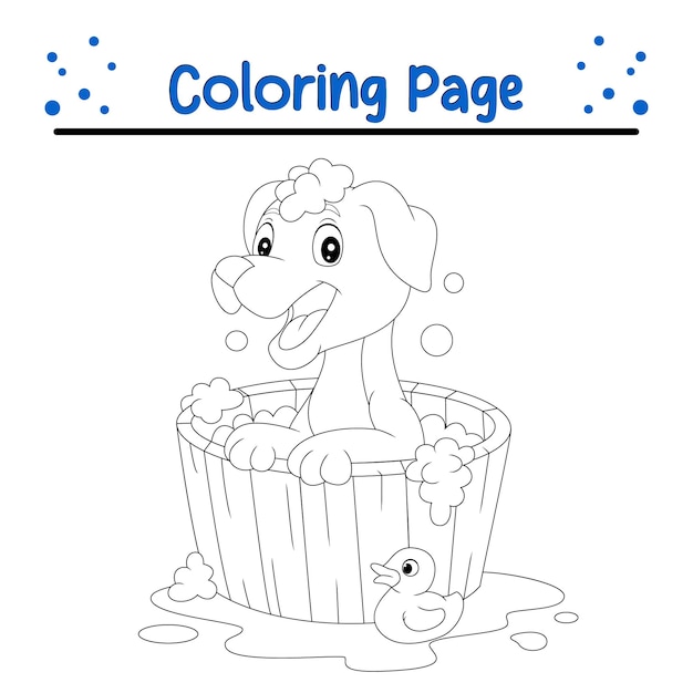 Plik wektorowy kolorowanie strony pies kąpiący się