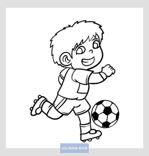 Kolorowanie Strony Słodkie Dziecko Gra W Piłkę Ilustracja Wektorowa Kreskówka