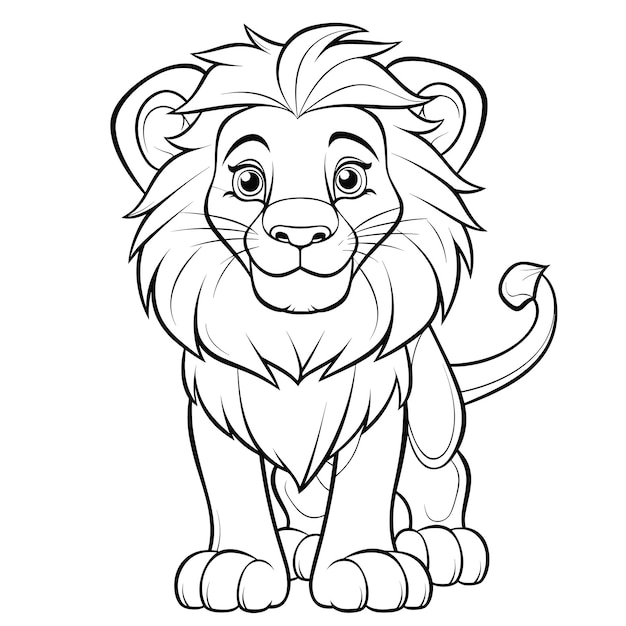 Plik wektorowy kolorowanie szkic uroczego lwa kreskówki dla dzieci kolorowanie czarno-białe ilustracje wektorowe