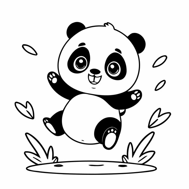 Plik wektorowy kolorowanie uroczej ilustracji wektorowej panda dla małych dzieci