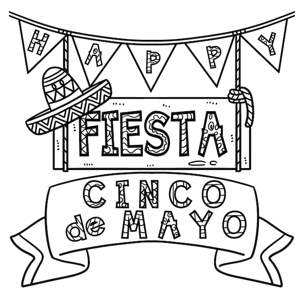 Plik wektorowy kolorowanka cinco de mayo fiesta na białym tle