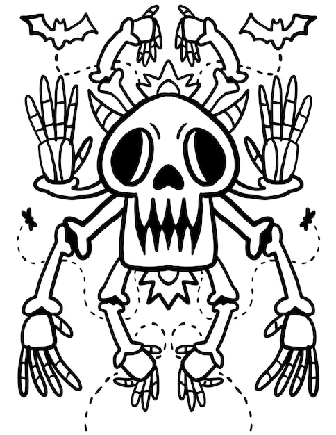 Kolorowanka Czaszka Halloween Doodle