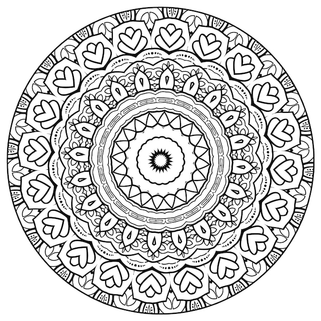 Kolorowanka Dla Dorosłych Z Motywem Kwiatów. Doodle Czarno-biały Wieniec. Kwiatowa Mandala.