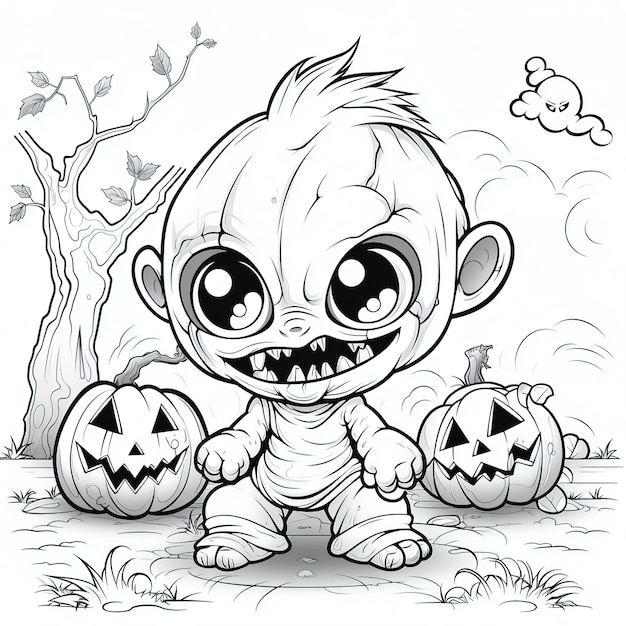 Kolorowanka Dla Dzieci Halloween Monster Baby