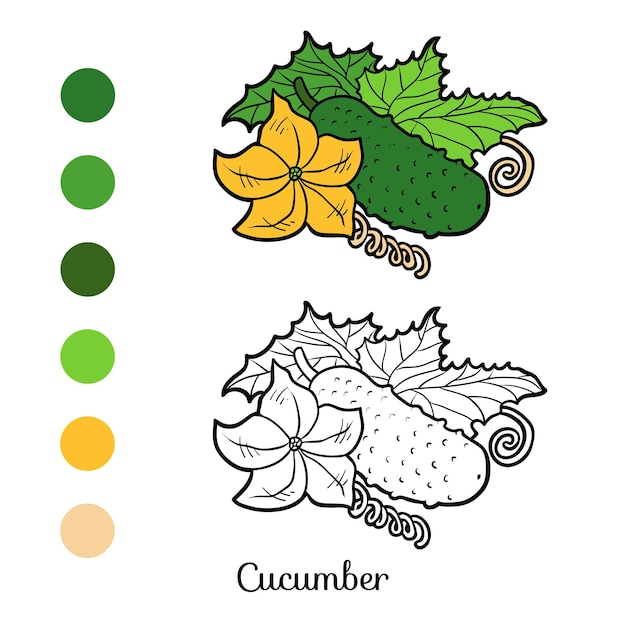 Plik wektorowy kolorowanka dla dzieci, ogórek