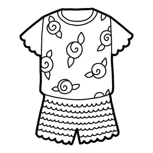 Plik wektorowy kolorowanka dla dzieci piżama z różanym wzorem
