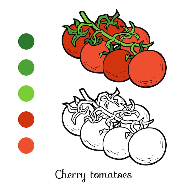 Plik wektorowy kolorowanka dla dzieci, pomidorki koktajlowe