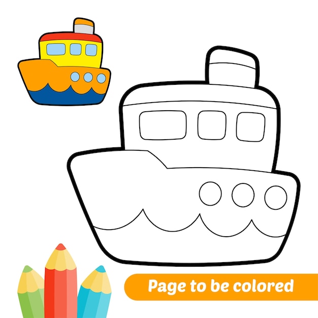 Kolorowanka Dla Dzieci Statek Wektor