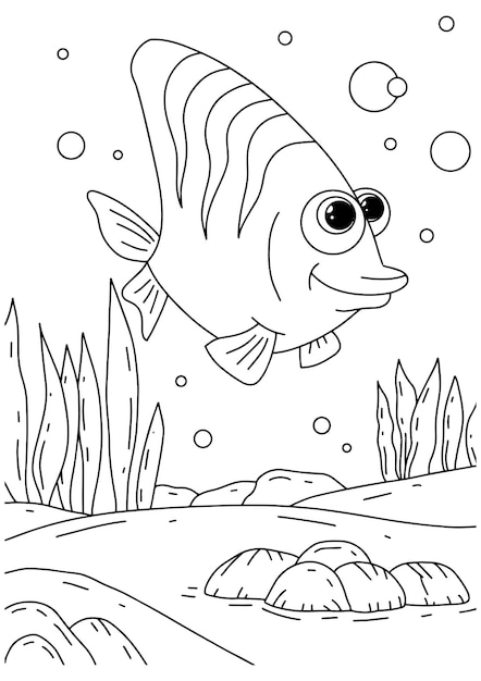 Kolorowanka dla dzieci strona 3 damselfish ilustracja