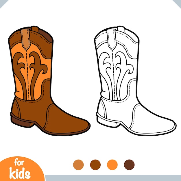 Plik wektorowy kolorowanka dla dzieci z kreskówkową kolekcją butów western boot