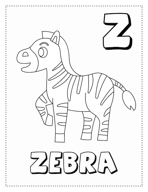 Plik wektorowy kolorowanka litera z jak zebra kolorowanka zwierzęta z literą dla dzieci