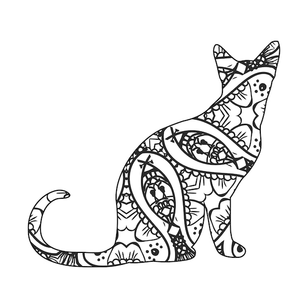 Plik wektorowy kolorowanka mandala cat dla dzieci