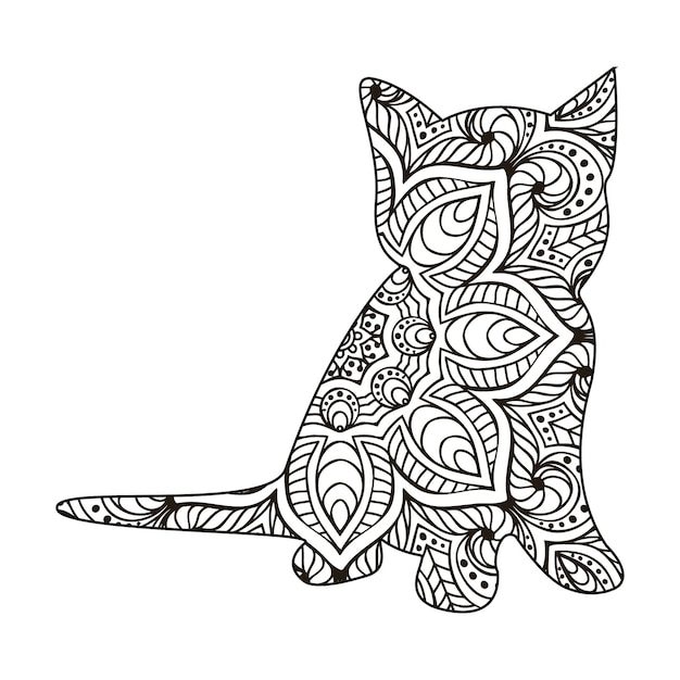 Plik wektorowy kolorowanka mandala cat dla dzieci