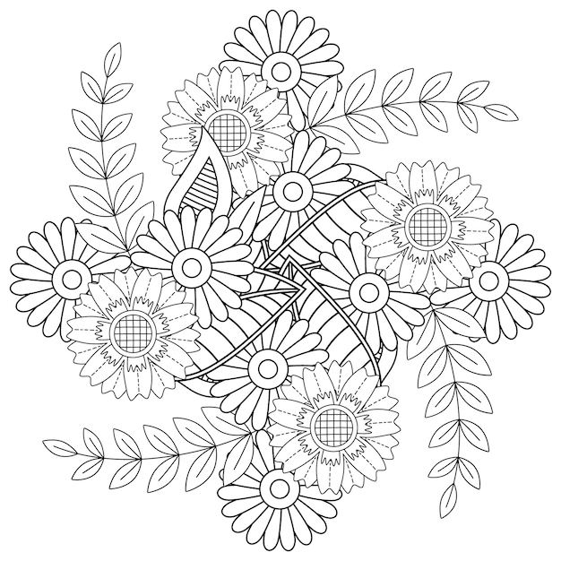 Kolorowanka Mandala Kwiatowa