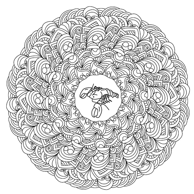 Kolorowanka Mandala Znak Zodiaku Rak