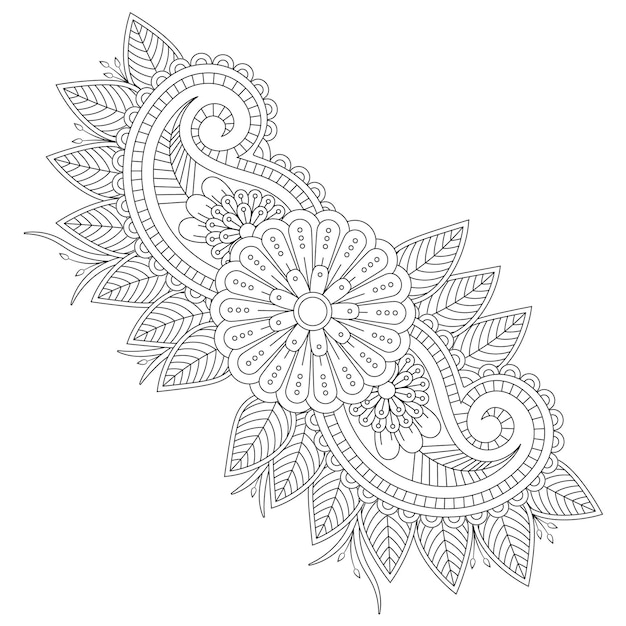 Plik wektorowy kolorowanka mehendi ze stylem doodle