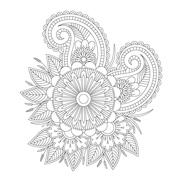 Plik wektorowy kolorowanka mehendi ze stylem doodle