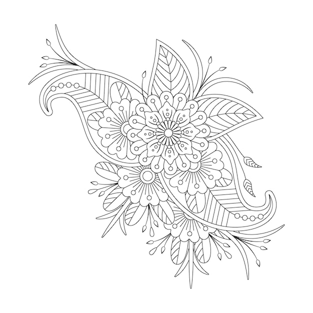 Plik wektorowy kolorowanka mehendi ze stylem doodle