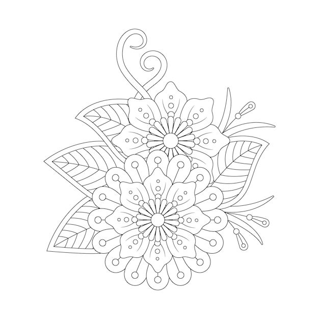 Plik wektorowy kolorowanka mehendi ze stylem doodle