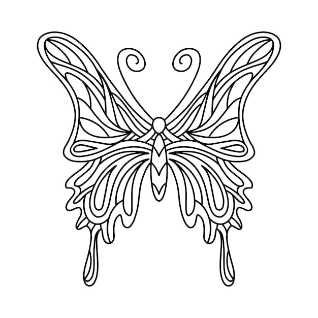 Kolorowanka motyl. Liniowa ilustracja motyla. ilustracja