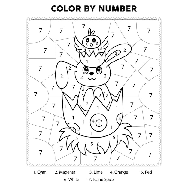 Plik wektorowy kolorowanka wielkanoc kolor po numerze - wielkanoc drukuj po numerze