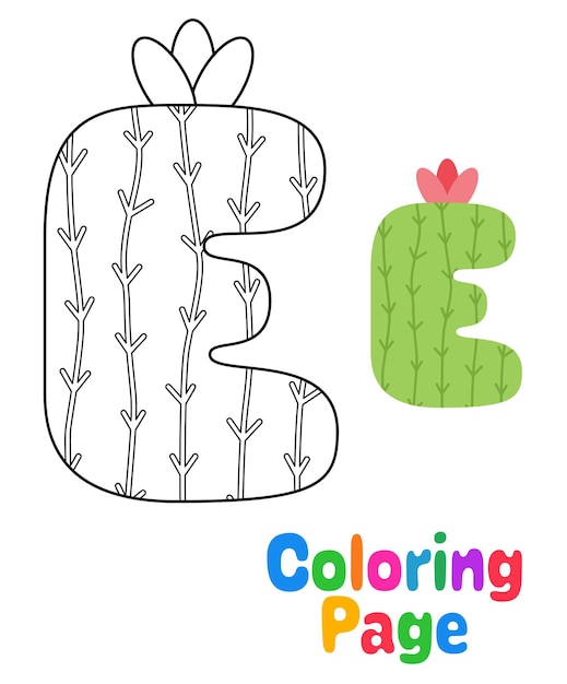 Plik wektorowy kolorowanka z alfabetem e dla dzieci
