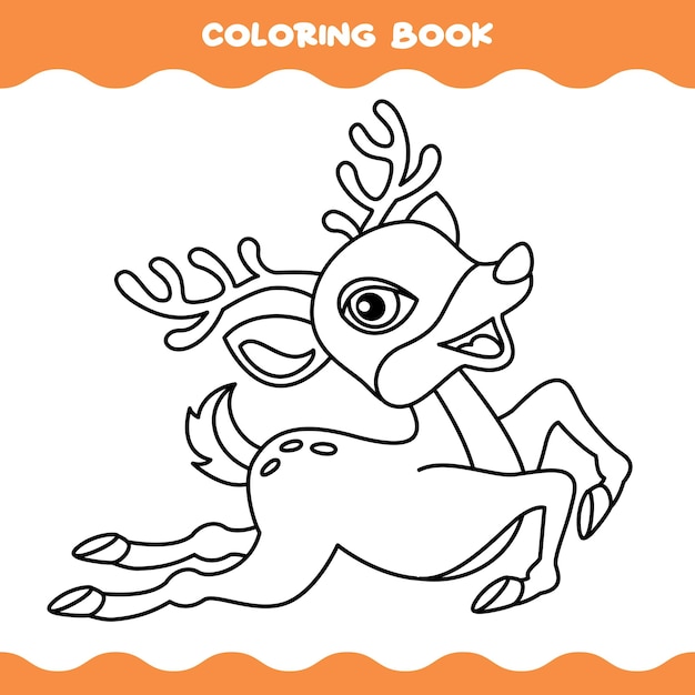 Plik wektorowy kolorowanka z kreskówki jelenia