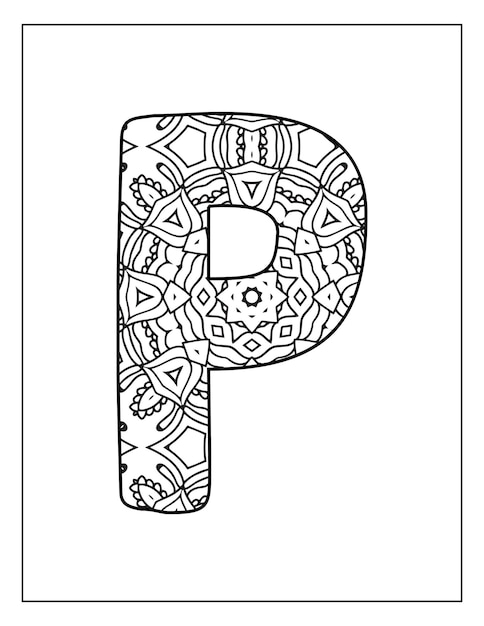 Plik wektorowy kolorowanka z literami alfabetu do wnętrza kdp