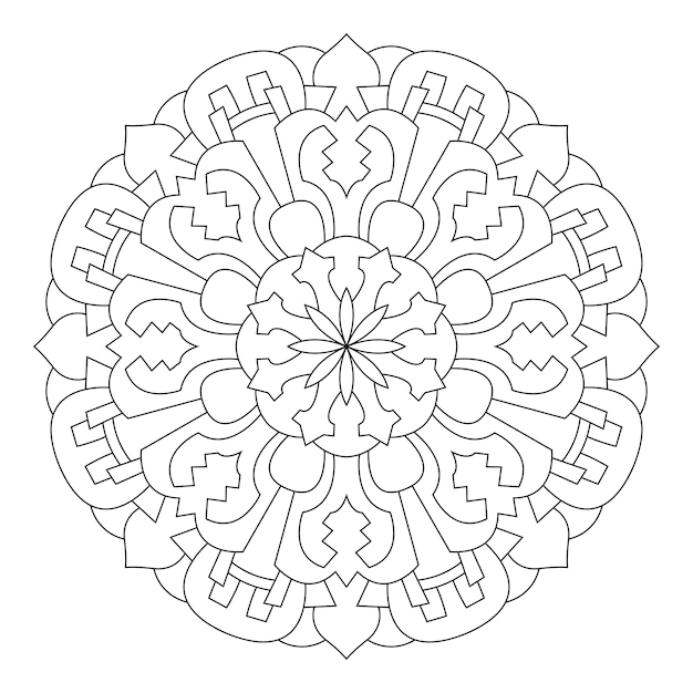 Kolorowanka z mandalą. okrągły ornament może służyć jako tło do medytacji