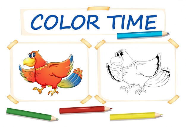 Plik wektorowy kolorowanka z papuga ptak