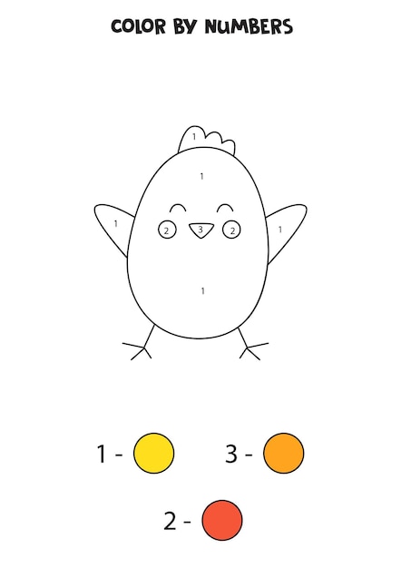 Kolorowanka Z Uroczym Kurczakiem Wielkanocnym Koloruj Według Liczb Gra Matematyczna Dla Dzieci