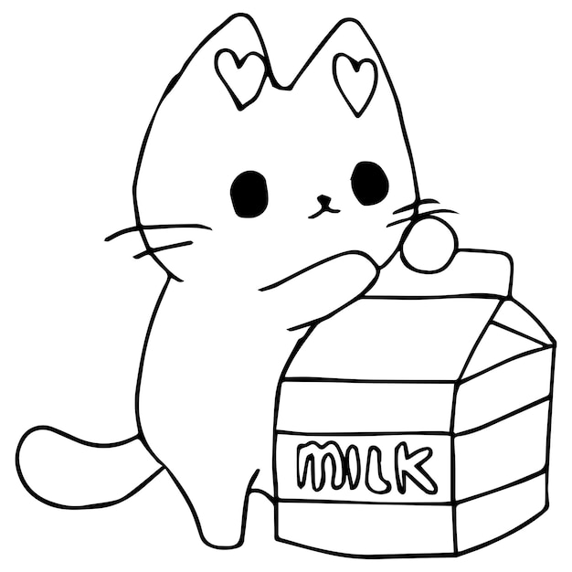 Plik wektorowy kolorowanki dla dzieci, cute cat character vector illustration eps, and image