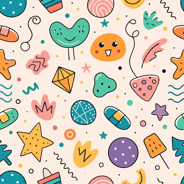 Kolorowe abstrakcyjne kształty wzór geometryczny Doodle i gwiazda