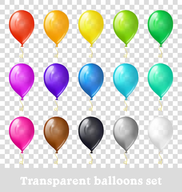 Kolorowe Balony. Zestaw Kolorowych Przezroczystych Balonów