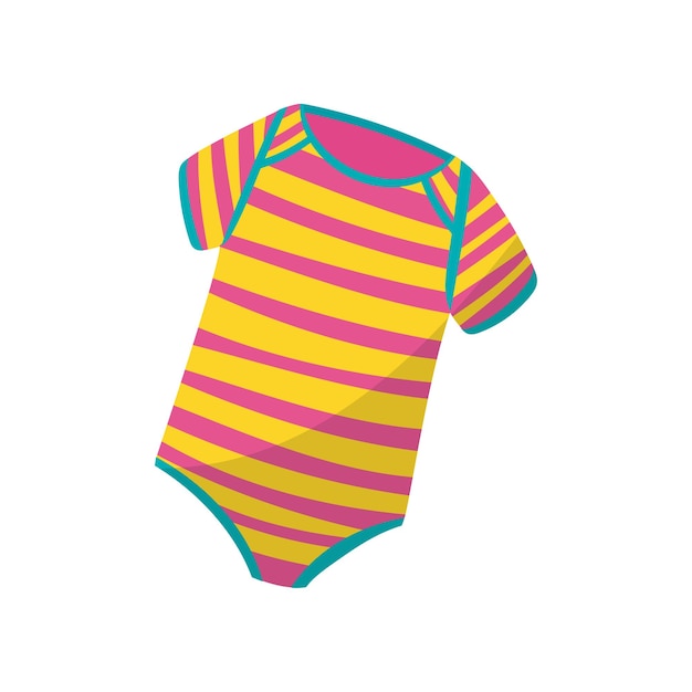 Kolorowe body w paski dla małego dziecka Śliczny strój dla nowonarodzonego chłopca lub dziewczynki Ubrania dla dzieci Stylowe ubrania dla dzieci Kreskówka płaski wektor wzór