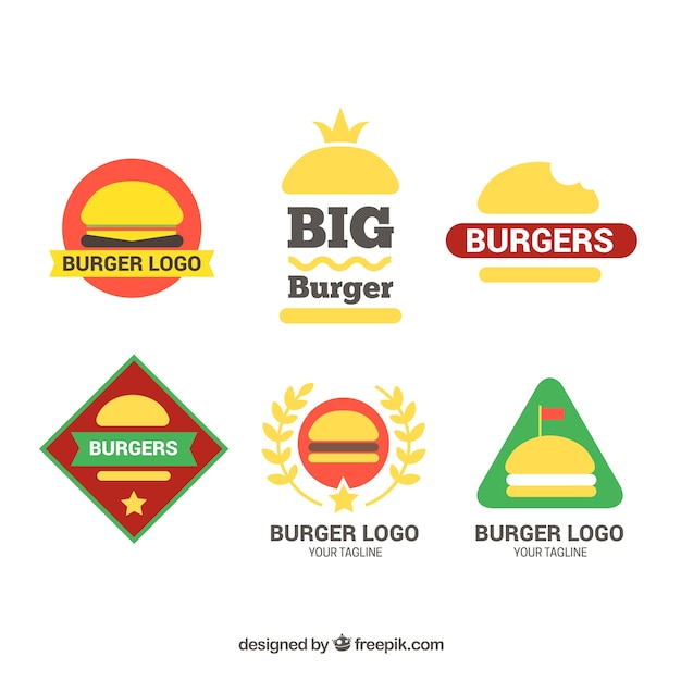 Plik wektorowy kolorowe burger logo kolekcji