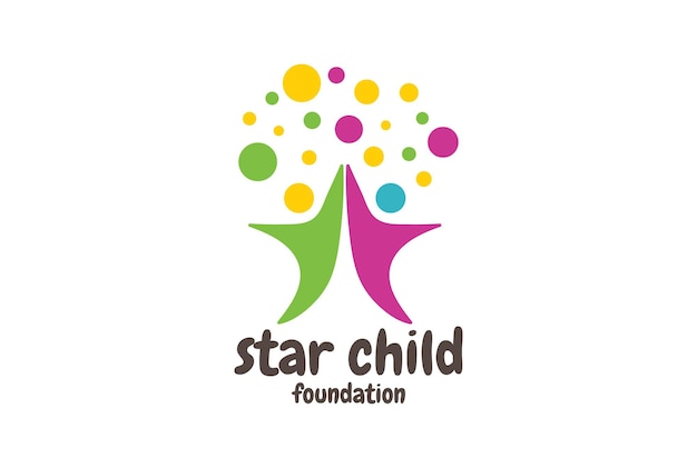 Kolorowe Dziecko Gwiazda Dzieci Dla Edukacji Projekt Logo Fundacji Charytatywnej