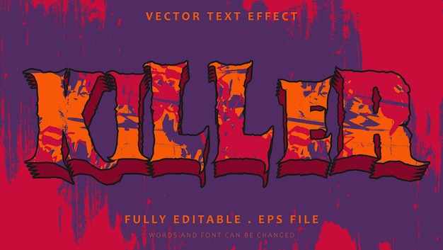 Kolorowe Grunge Horror Word Killer Edytowalny Szablon Projektu Efektu Tekstowego