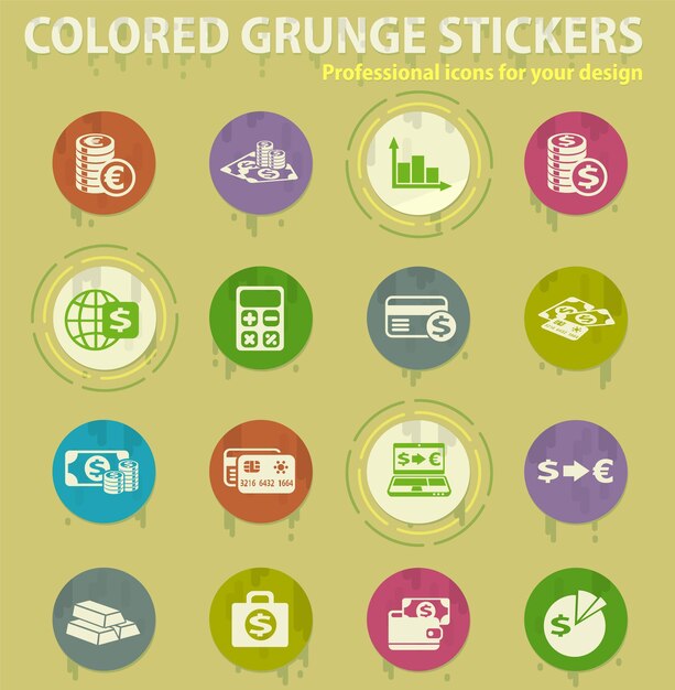 Kolorowe Ikony Grunge Wymiany Walut