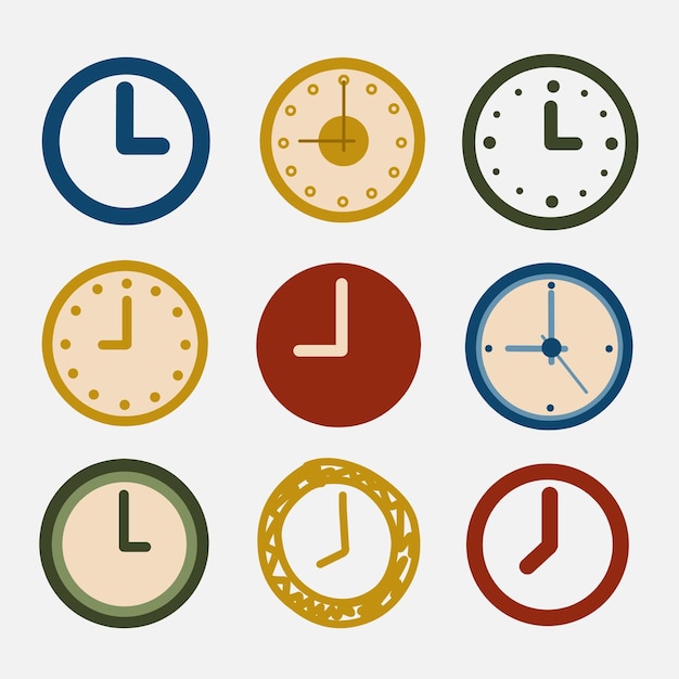 Plik wektorowy kolorowe ikony płaskie zegar analogowy