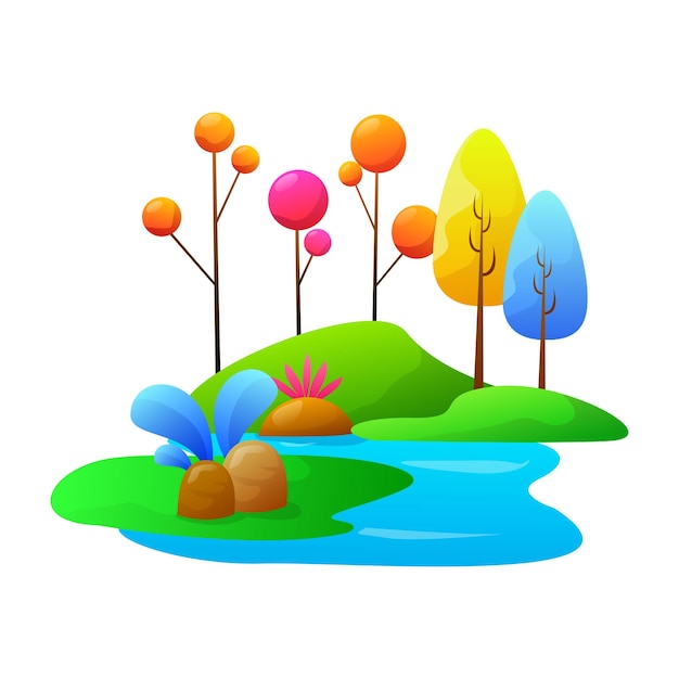 Plik wektorowy kolorowe ilustracja wektorowa jeziora