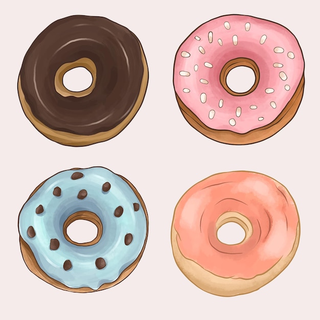 Plik wektorowy kolorowe ilustracje donuts cake water